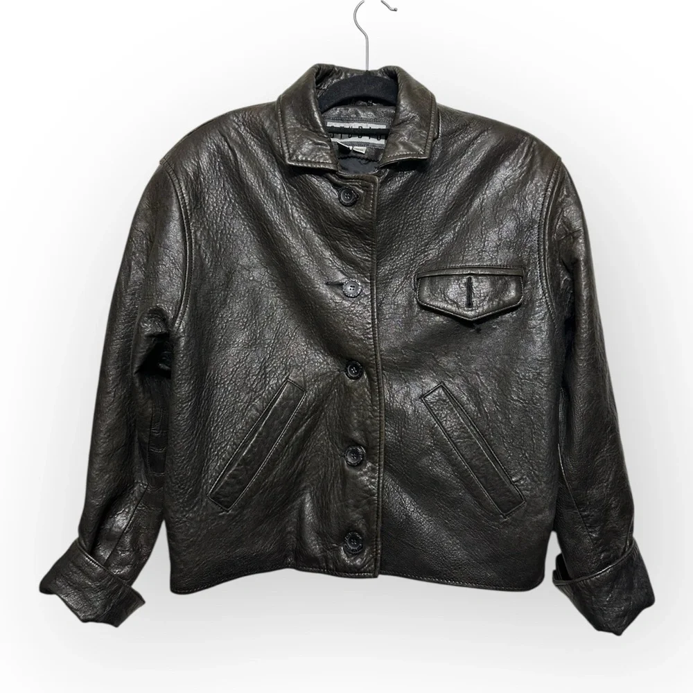 Vintage brown leather jacket size M - Picture 2 of 14